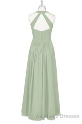Sage Green Halter Backless A-Line Bridesmaid Dresses
